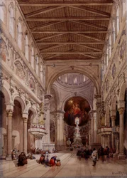 Interiör av katedralen, Messina, 1839 (penna och wc på vävt papper)